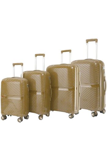 Solo Feah PP Trolley Luggage 4 Set | Expandable Travel Suitcase with 4 Wheels | Anti Theft (Biege)