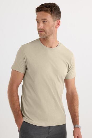 Tudors Μπλουζάκι Unisex Slim Fit Slim Fit 100% βαμβακερό μαλακό γκρι μπλουζάκι με λαιμόκοψη