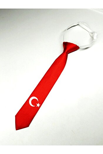 GallanD Tie for 9-10 Year Olds, Crescent Star Ataturk Patterned, Pack of 4, Children's Size, Ready to Wear, Elastic