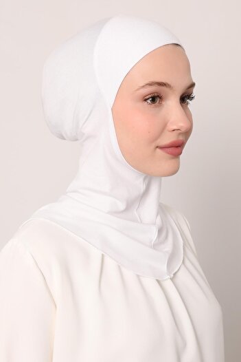 Levidor White Hijabchi Neck Collar Bonnet