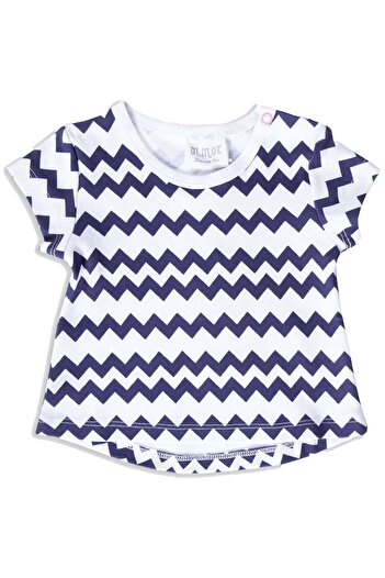 Ozmoz By Mukadder Özden Organic Zigzag Patterned Summer Little Girl's T-Shirt