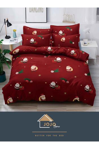 JOJO HOME Bedding set, Christmas Edition, Jojo Home, 155x230cm, 4 pieces, Red, Mini Santa