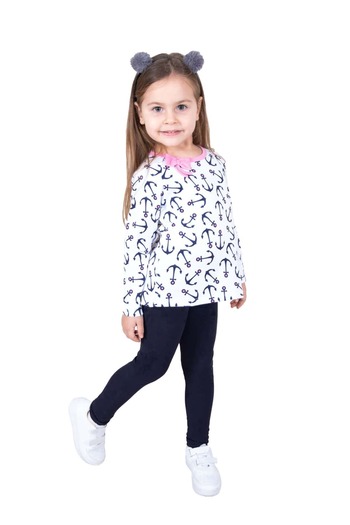 Ozmoz By Mukadder Özden Organic Anchor Printed Spring Little Girl Sweatshirt