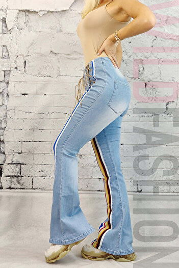 WildFashion Flared pants with colorful stripes D209RR-411