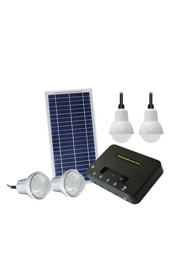 Generic Solar LED Light Kit | 2x 3W Bulbs, 5000mAh Battery, USB Charging, Outdoor/Shed