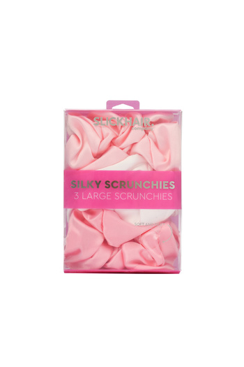 SLICK HAIR SILKY SCRUNCHIES SET—Large silk hair ties