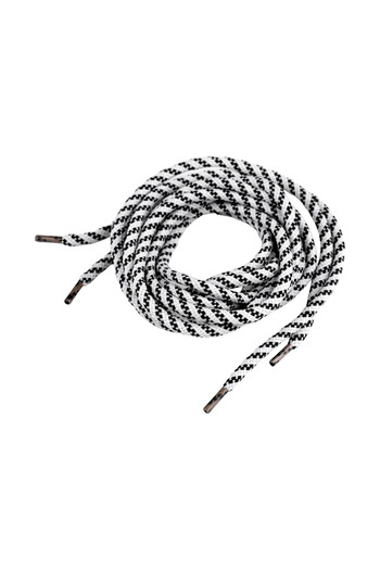 Crisalida Set of 2 round polyester shoelaces for sports shoes 0.5 x 130 cm, Black and white