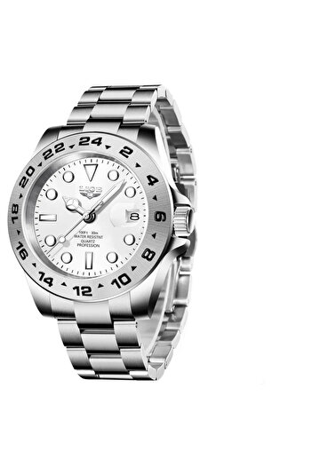 Lige Men's Watch Luminous Hands Date Silver Business Analog Quartz Steel