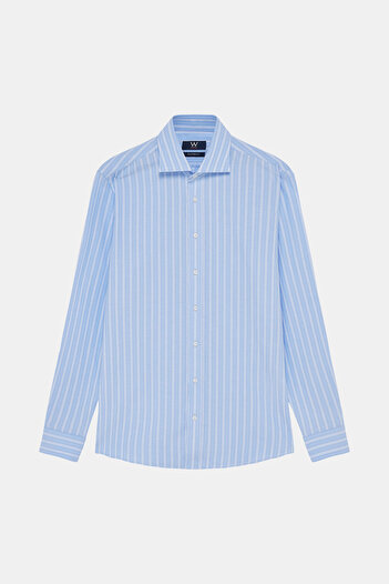 W Collection BEYAZ UZUN KOLLU ÇİZGİLİ GÖMLEK