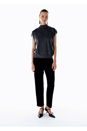 Knitss Dark Gray Merino Wool Blend Knitwear Top