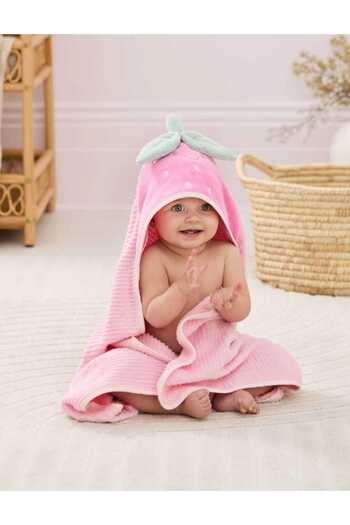 GÜRPAMUK HOME & BABY Outlet 100% Organic Cotton Soft Baby Girl-Boy Bath Swaddle Towel Pink/Strawberry