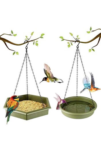 Bukela Hanging Bird Bath & Bird Feeder, 2 in 1 XL Hanging Bird Feeder & Bird Bath