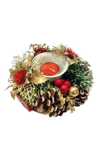 velve Handmade ChristmasDay decoration, with baubles, scented candle, cranberries, fir cones