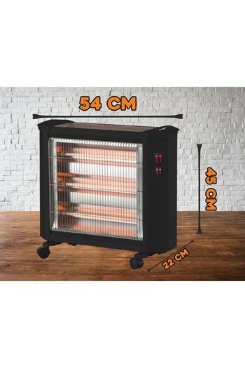 Hausberg Radiator electric quartz HB-8800, 1600W, 4 tuburi quartz, 4 trepte, protectie rasturnare, Negru