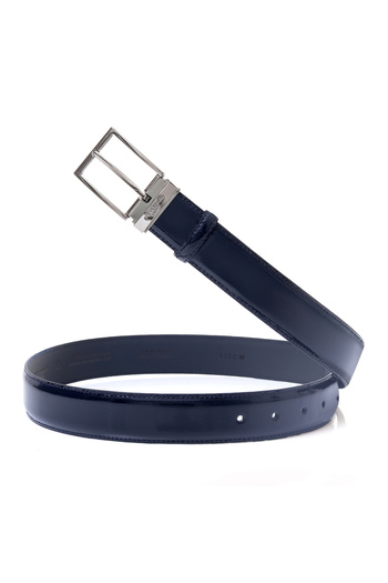 Pierre Cardin Navy Blue Patent Leather Men's Belt (Width 3.5 cm) Pck02209Rlr8