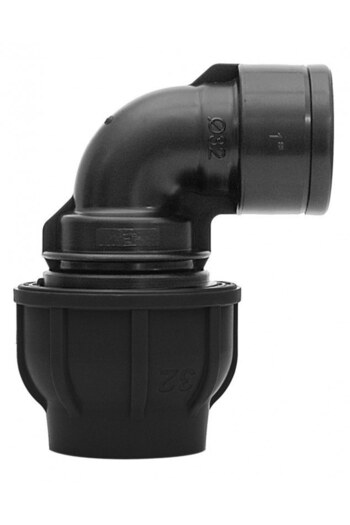 Other PP clamping elbow 90 degrees 75x2 12 GW internal thread PN10 for PE pipes, black