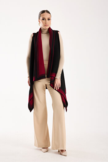 OCEAN KNITWEAR Black Burgundy Double Sided Vest