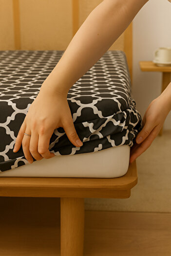 Vip Home Concept Double Fitted Sheet 160 cm X 200 cm Cotton Sheet
