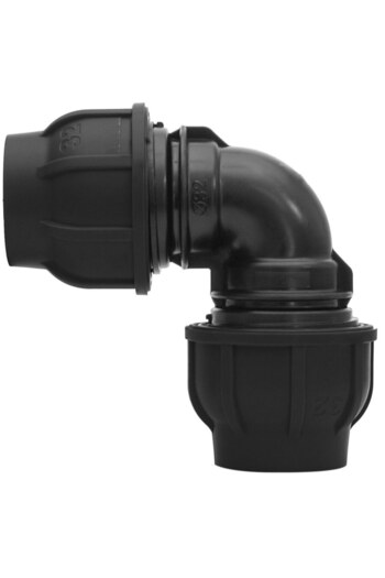 Other PP clamping elbow 90 degrees 25x25 PN16 for PE pipes, black