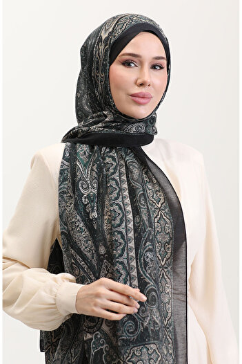 sefamerve Ethnic Amber Shawl 70277-07 Emerald Green