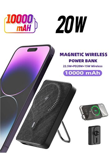 Brave Wireless & MagSafe Power Bank, 10000mAh Portable Charger with Stand & 20W PD Fast Charging