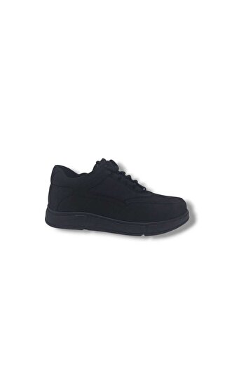 Zerhan Modesa 284 Men's Black Crazy Leather Rubber Laced Rubber Sole Shoes