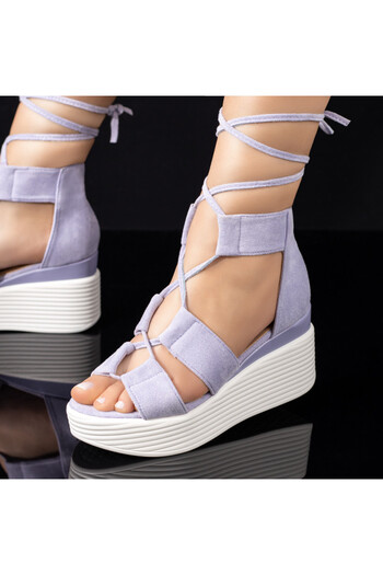 BMoD Women's purple suede platform sandals with a lace-up closure MOD03996