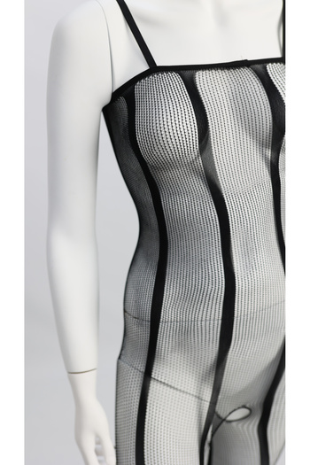 Bernato Black Striped Transparent Elegance Fishnet Body Stocking