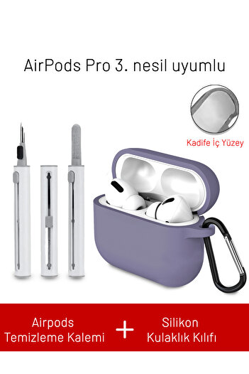 Nezih Case AirPods Pro 3Rd Generation. Generation Compatible Silicone Case with Velvet Strap Attachment and Electronic Cleaning Pen