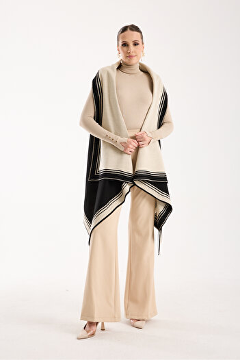 OCEAN KNITWEAR Black Beige Double-Sided Vest