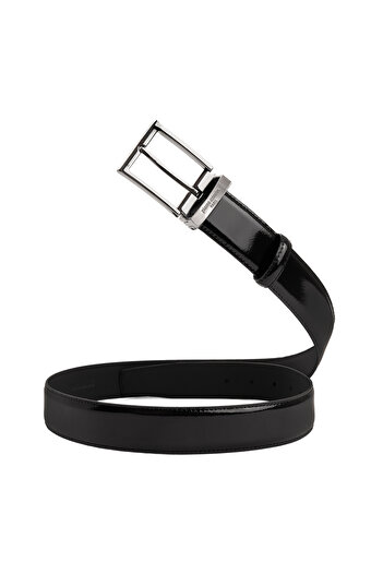 Pierre Cardin Black Patent Leather Men's Belt (Width 3.5 cm) Pck02209Rsr6