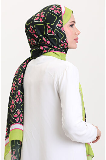 sefamerve Patterned Soft Shawl 70269-09 Pistachio Green Black