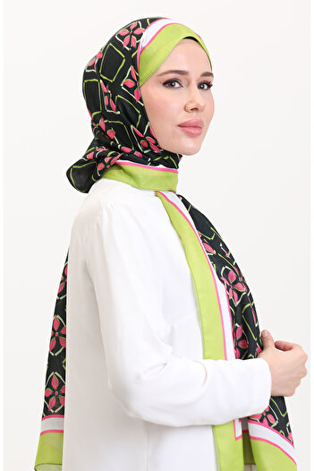 sefamerve Patterned Soft Shawl 70269-09 Pistachio Green Black