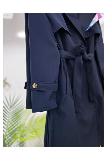 YEDİLALE Double Buttoned Long Trench Coat with Windproof [Unlined, 110 cm Medium]
