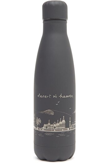 BAPS Hindu Mandir Insulated Stainless Steel Leak-proof Water Bottle, 450ml, UAE Skyline Design, Black