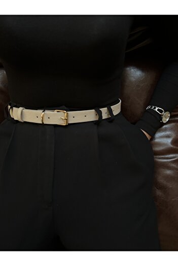 LİA KEMER Classic Gold Buckle Model Women's Belt Waist Belt Coat Belt Dress Belt Trouser Belt