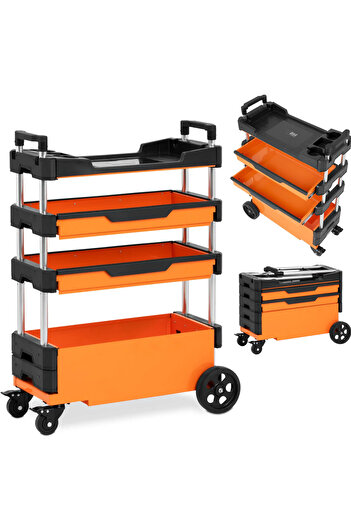 Other Height-adjustable assembly workshop trolley with 2 drawers 69 x 38.4 x 95.7 cm