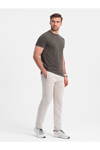 OMBRE Men's tracksuit with sock without pull-up - light gray V1 OM-PABS-0206
