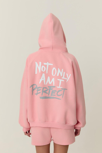My Blog Pink Front Zipper Sweatshirt with Writing on the Back - 17817