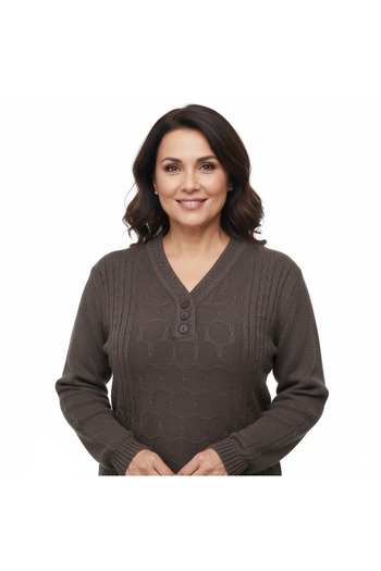 Oppland Women's Winter Knitwear Sweater Kardelen Knitted V-Neck Soft Comfortable Full Fit