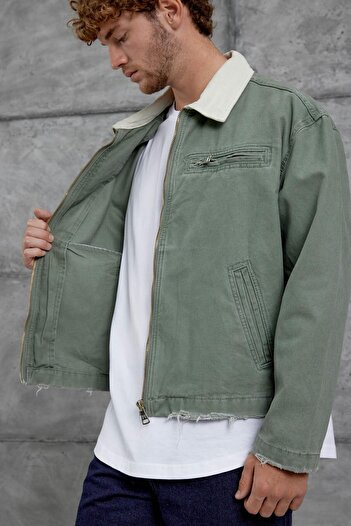 NOMARC Green Mmx Denim Jacket with Pocket Detail