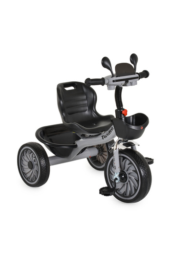 byox Twidle Grey Children's Pedal Tricycle with EVA Wheels, Ergonomic Adjustable Seat with Backrest, Ef