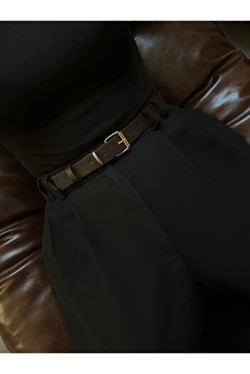 LİA KEMER Classic Gold Buckle Model Women's Belt Waist Belt Coat Belt Dress Belt Trouser Belt