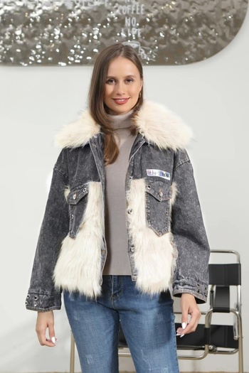 ADAMODA.RO Faux fur lined denim jacket