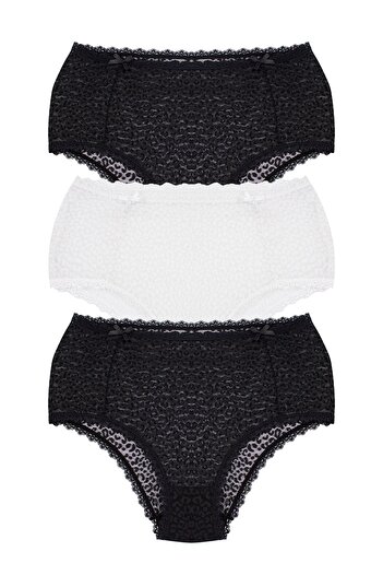 Öts Women's Panties 3-Piece Lace High Waist (96% Cotton - 4% Elastane)