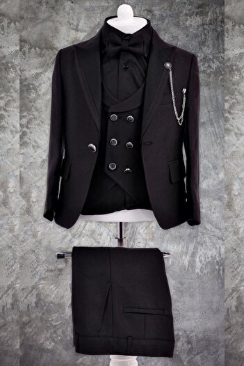 Tarz Çocuk Children's Black Classic Groom Suit