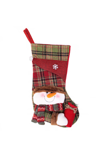 SERSIMO Christmas decoration, gift sock with snowman, 42cm, red