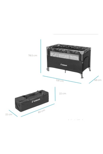Kidnort 3 in 1 folding cot for children, Kidnort, with two levels, sliding side, ventilation mesh,