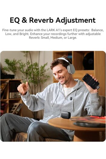 HollyLand Lark A1 Combo Wireless Microphone (Space Gray, with USB-C RX + Lightning RX + Charging Cas
