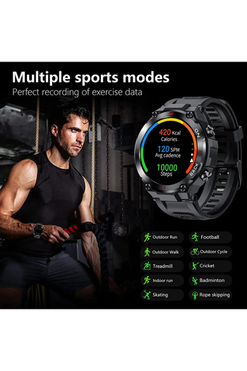 Tio ® Men's Smartwatch, Sports, 1.32”IPS, HD, GPS track, Sleep, Pedometer, Heart rate, Oxygen, IP68
